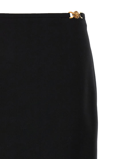 Black Virgin Wool Midi Skirt