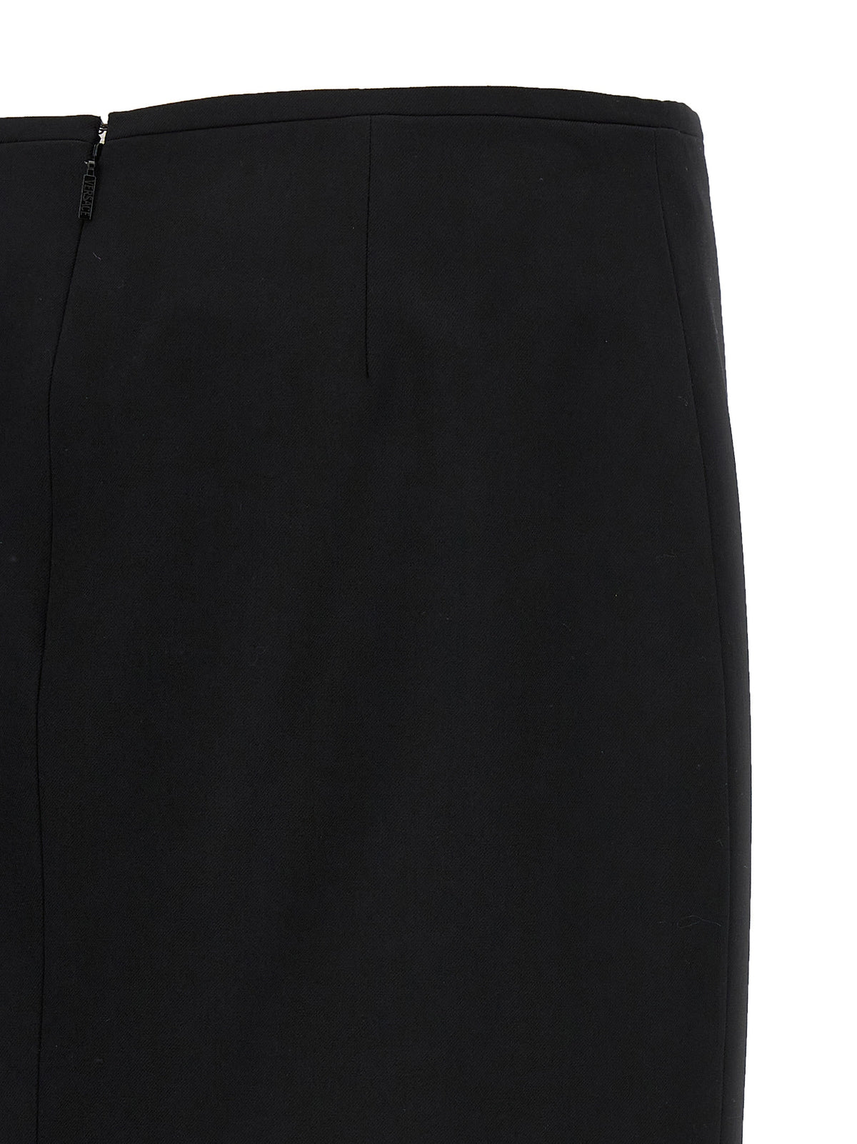 Black Virgin Wool Midi Skirt