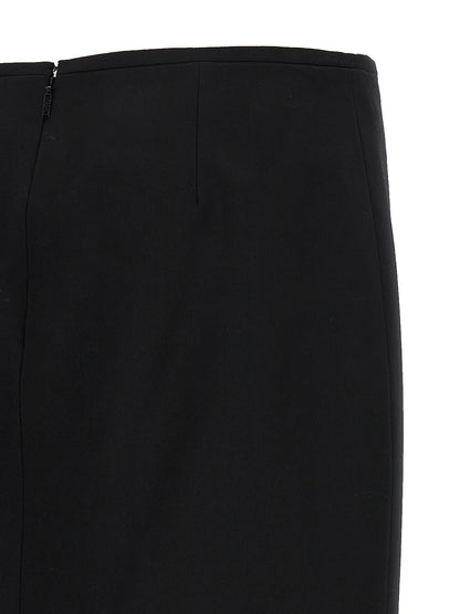 Black Virgin Wool Midi Skirt