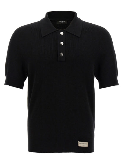 Black Merino Wool Polo Shirt