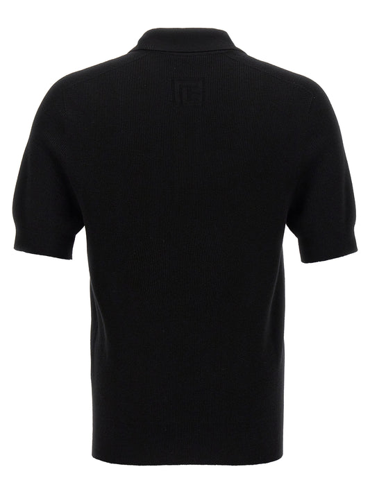 Black Merino Wool Polo Shirt