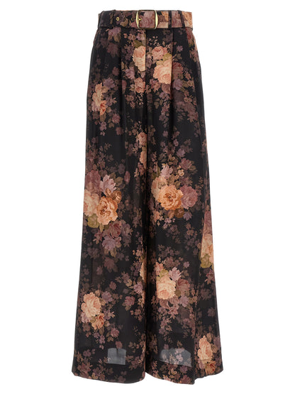 Multicolor Silk Casual Pants