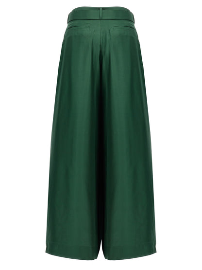 Bicolor Silk Casual Pants