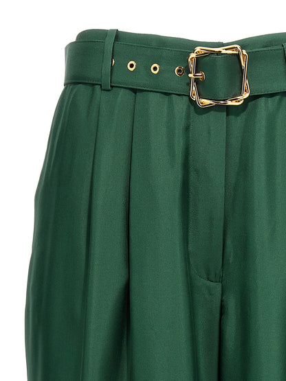 Bicolor Silk Casual Pants