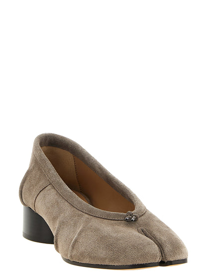 Gray Calfskin Mid Heel Pumps