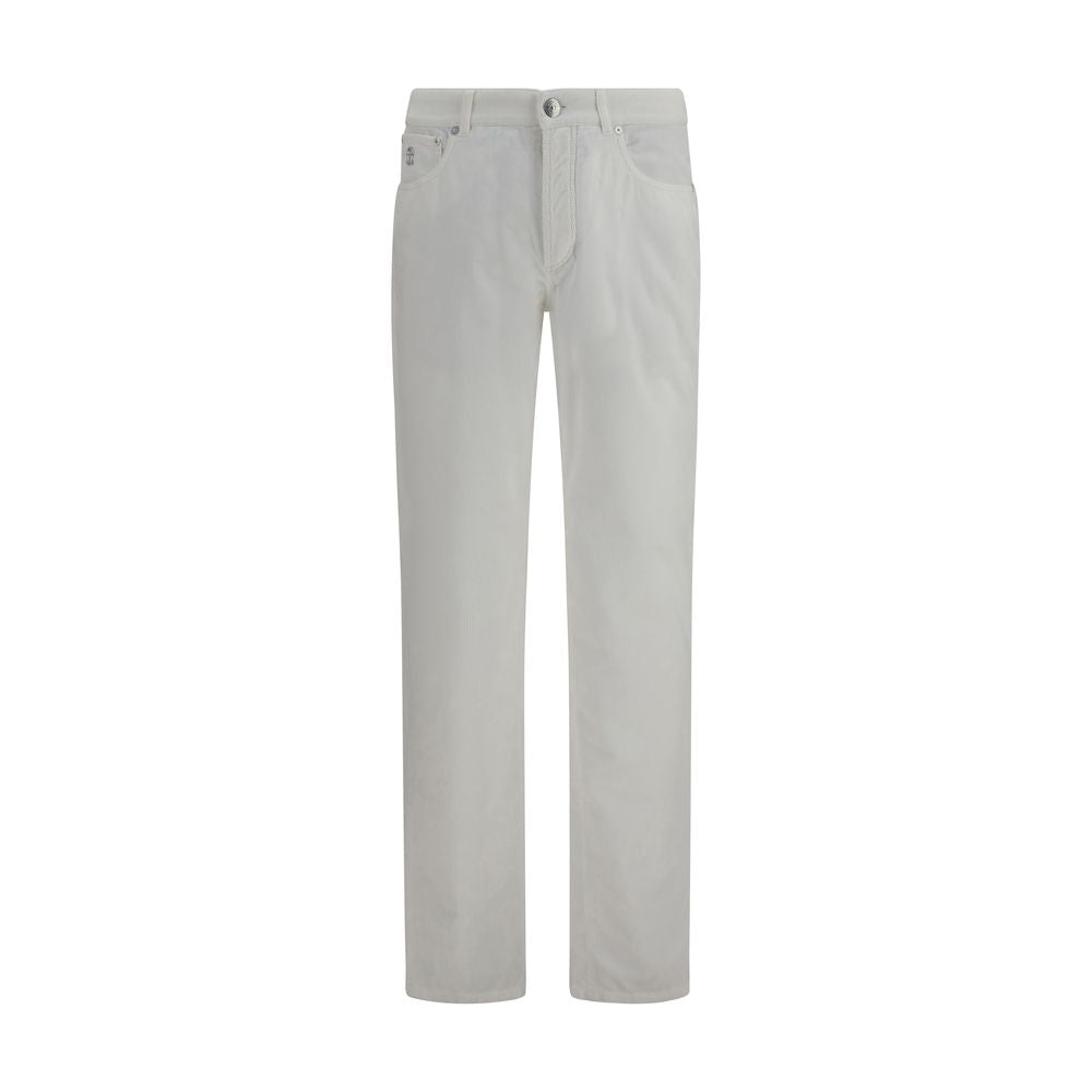 White Cotton Casual Pants