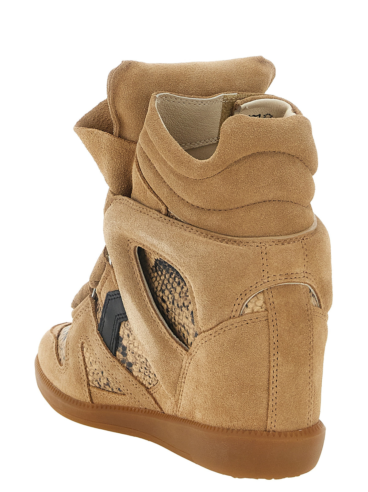 Beige Cowhide Wedge Sandals