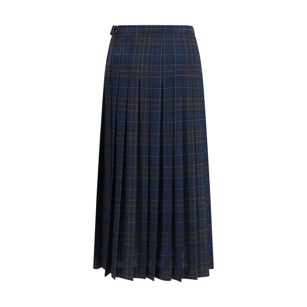 Blue Polyester Long Skirt