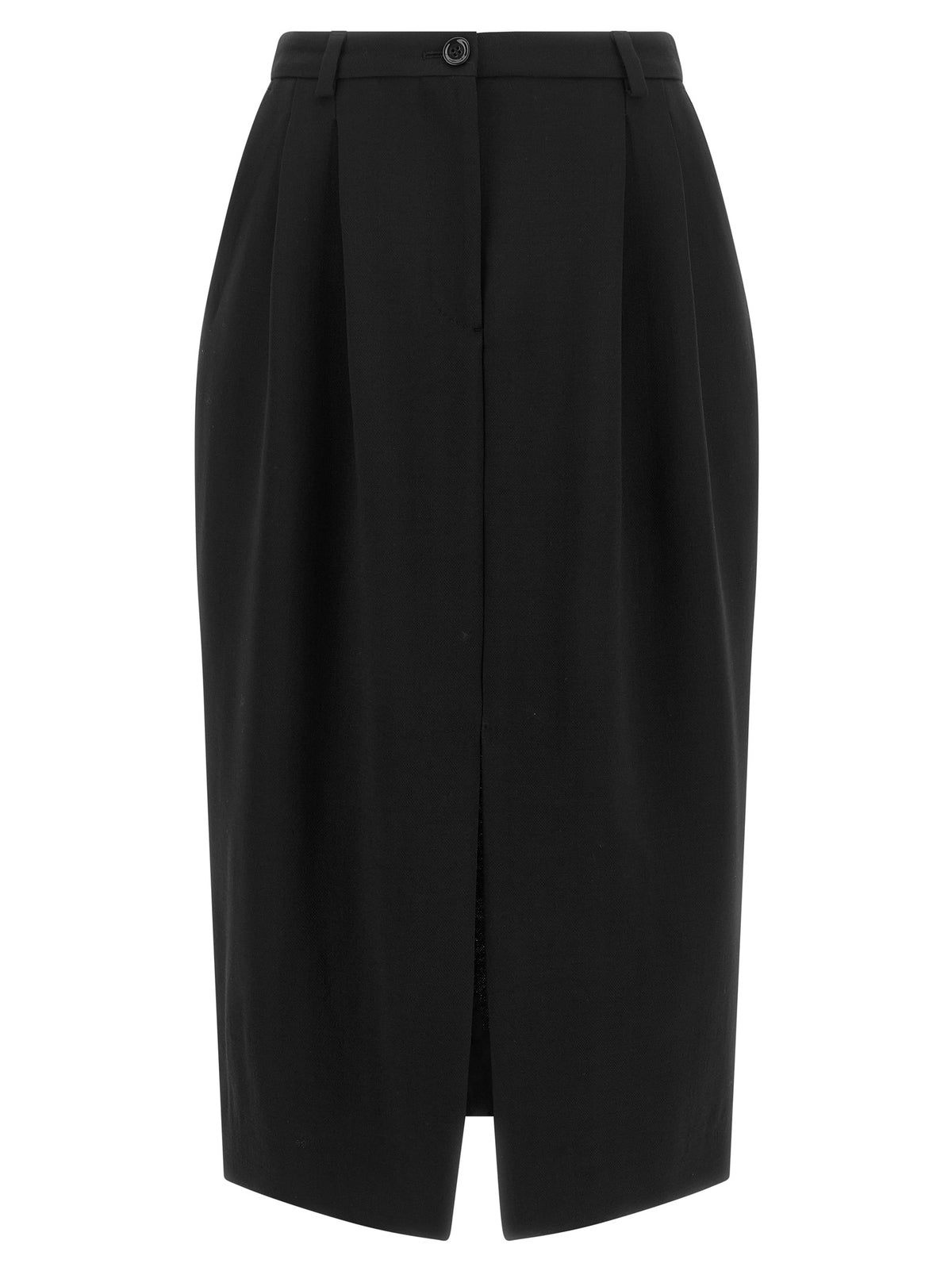 Black Virgin Wool Midi Skirt