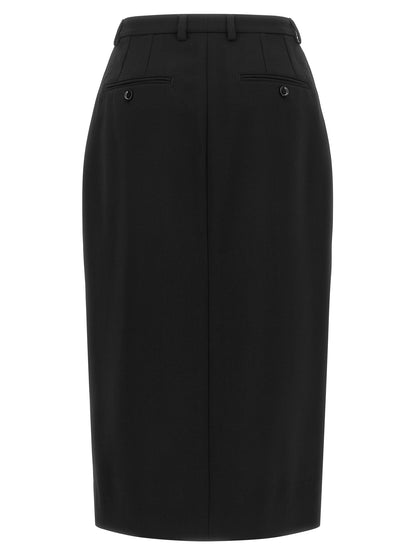 Black Virgin Wool Midi Skirt