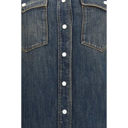 Blue Cotton Casual Dress
