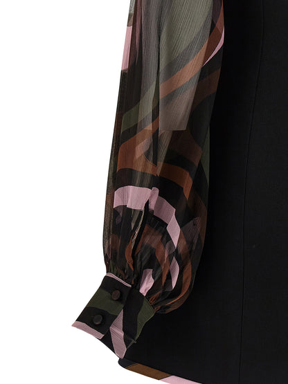 Black Viscose Short Dress