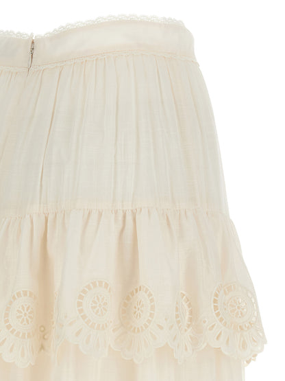 White Cotton Mini Skirt