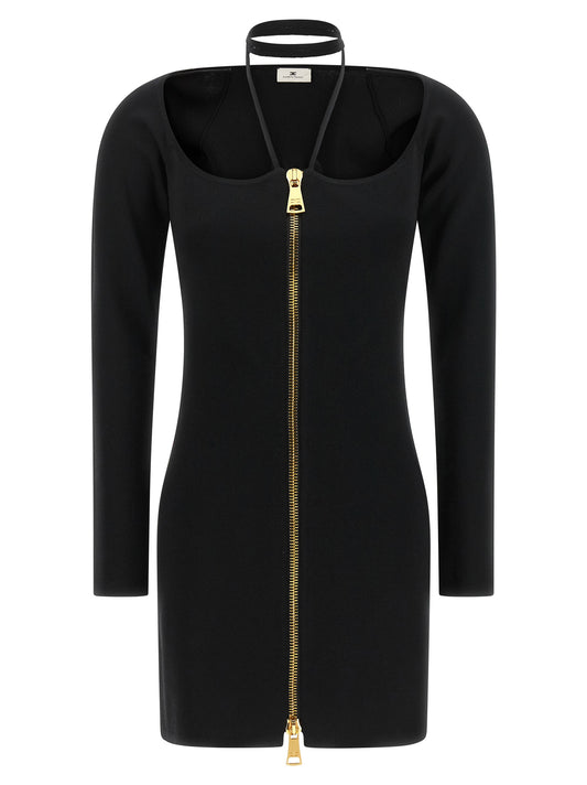 Black Viscose Short Dress