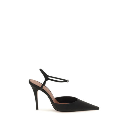 Black Satin High Heel Pumps