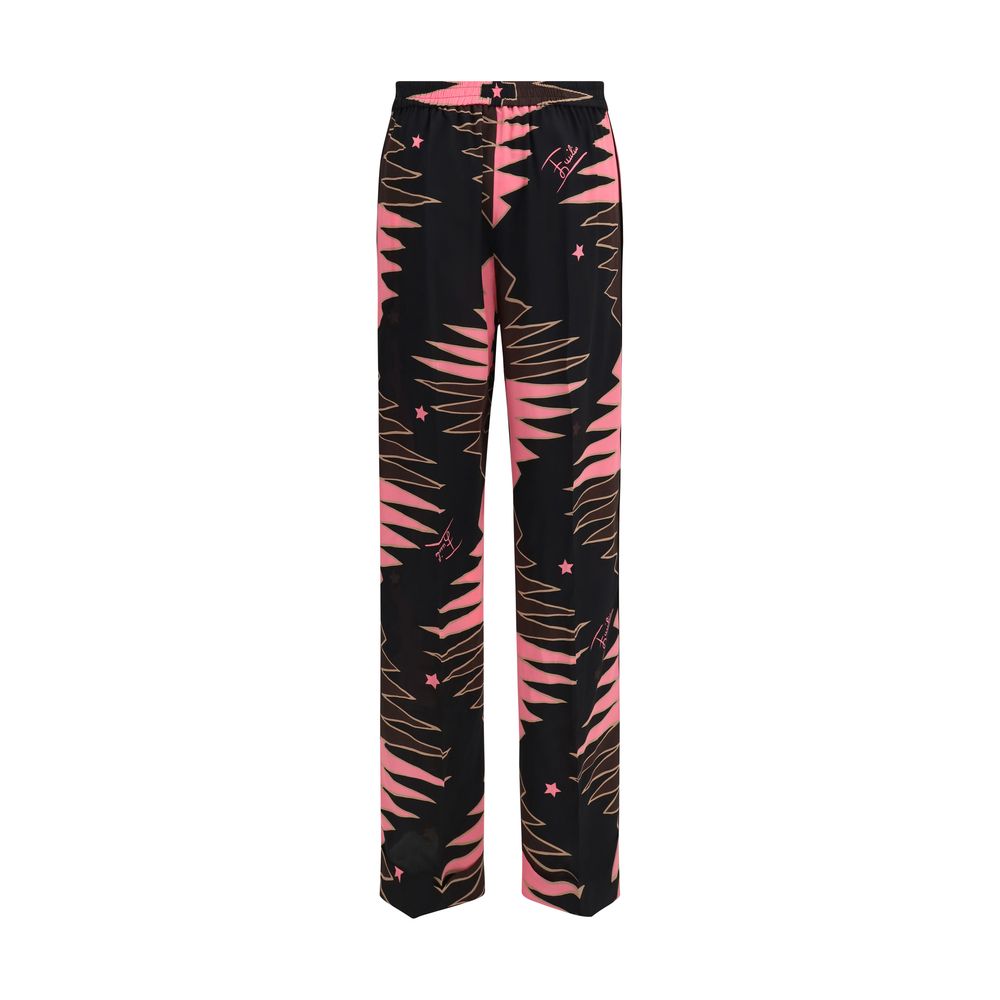 Multicolor Silk Casual Pants