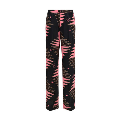 Multicolor Silk Casual Pants
