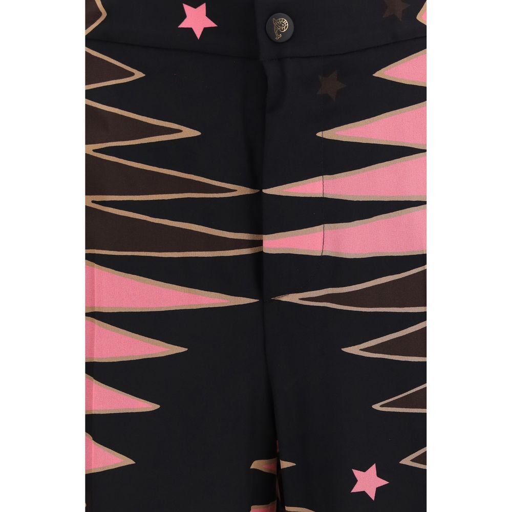 Multicolor Silk Casual Pants