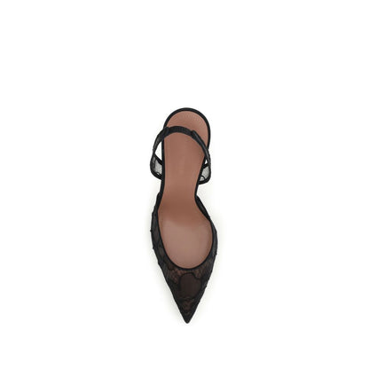 Black Fabric Stiletto Heel Sandals