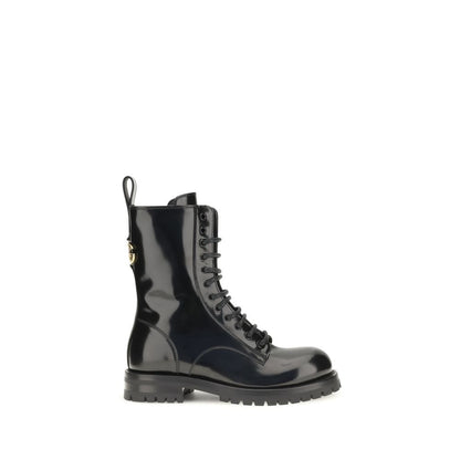 Black Calf Leather Bos Taurus Lace-Up Boots