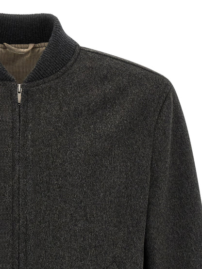 Gray Virgin Wool Bomber