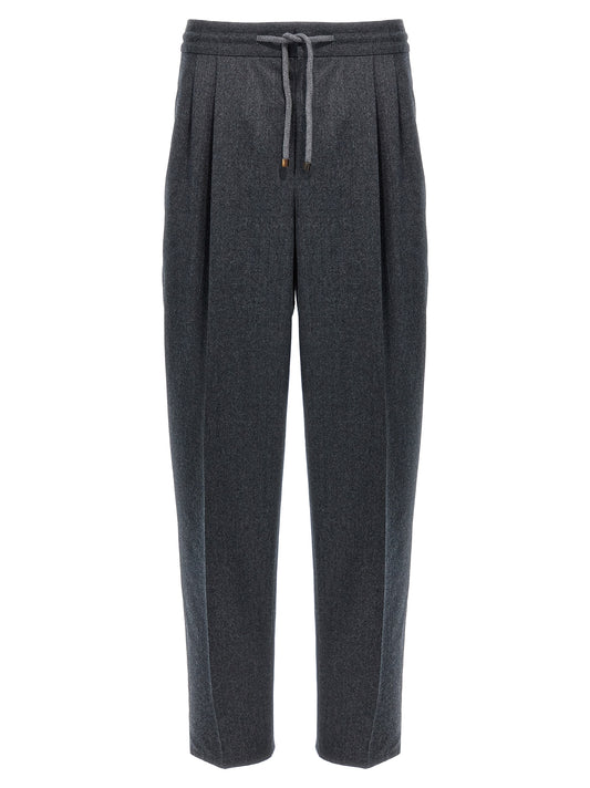 Gray Virgin Wool Casual Pants