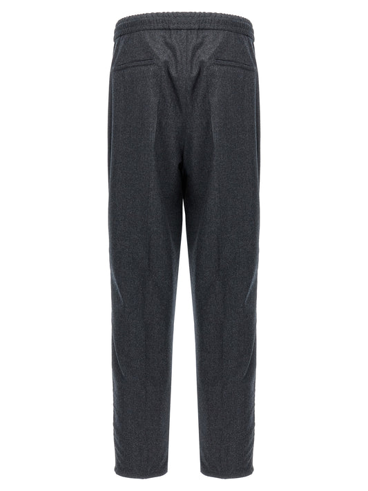 Gray Virgin Wool Casual Pants