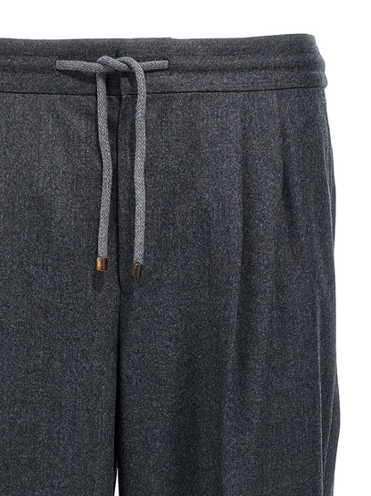 Gray Virgin Wool Casual Pants