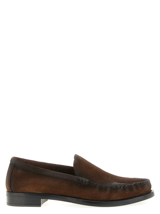 Brown Calfskin Slip-On Loafers
