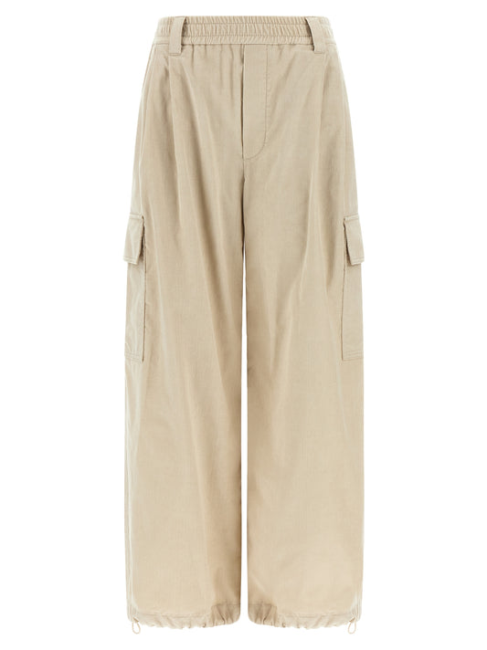 Beige Cotton Cargo Pants