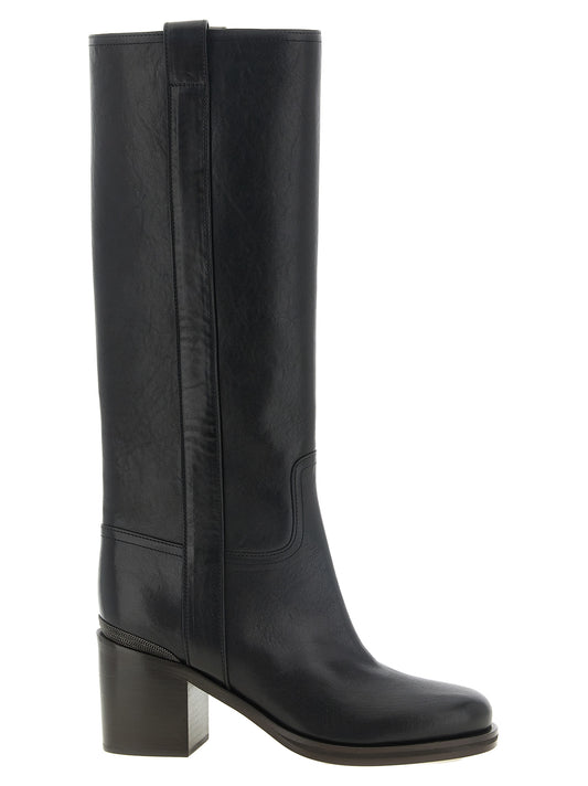 Black Calfskin Over The Knee