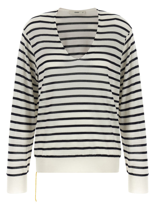 Bicolor Virgin Wool Cardigan