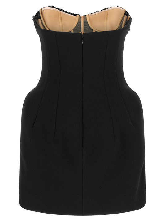Black Polyester Short Dress