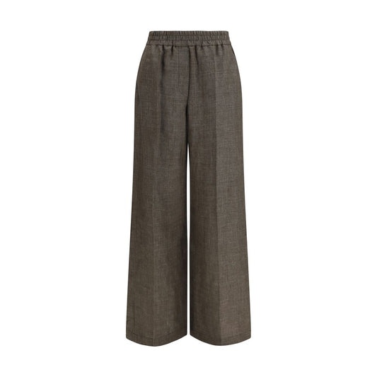 Brown Linen Casual Pants