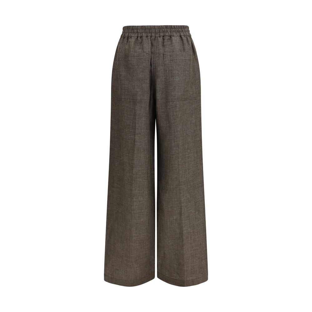 Brown Linen Casual Pants