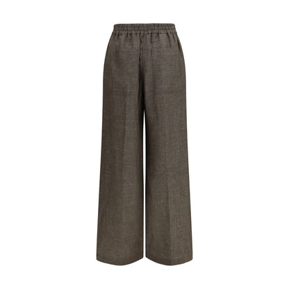 Brown Linen Casual Pants