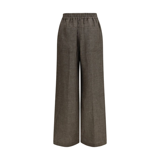 Brown Linen Casual Pants