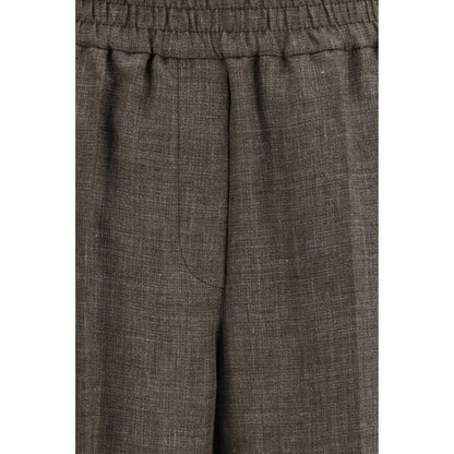 Brown Linen Casual Pants