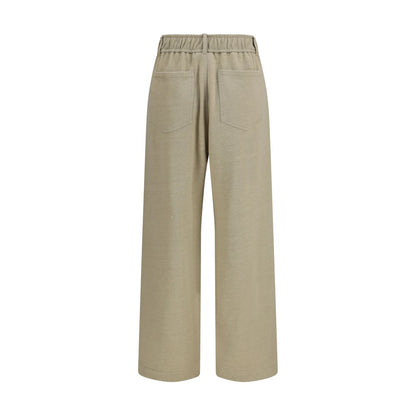 Beige Cotton Casual Pants