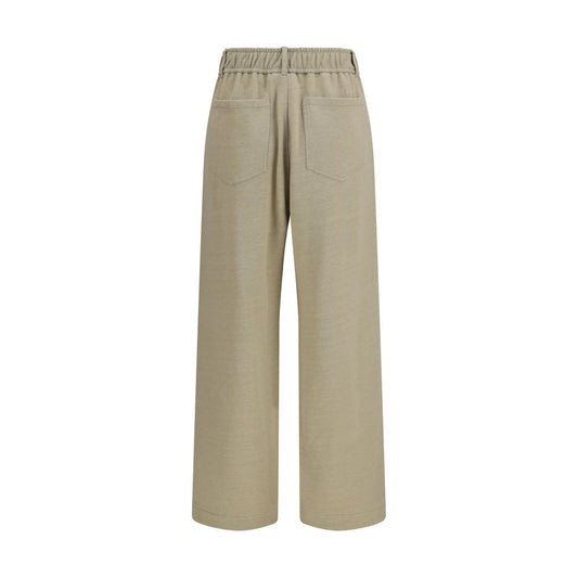 Beige Cotton Casual Pants