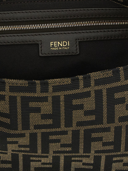 Brown Polyester Shoulder Bag