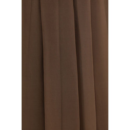Brown Silk Midi Skirt