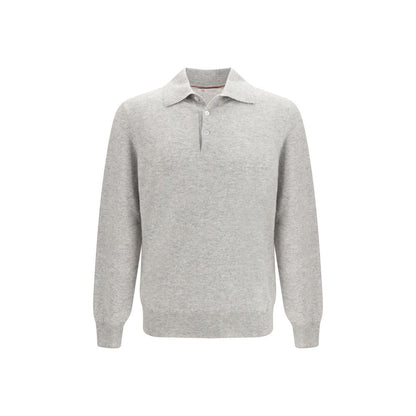 Gray Cashmere Polo Shirt