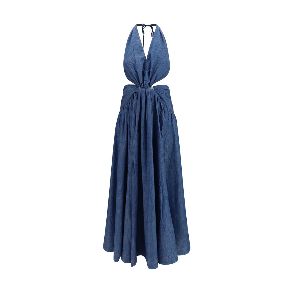 Blue Cotton Casual Dress