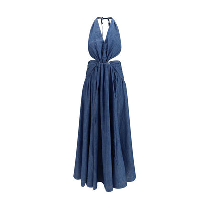 Blue Cotton Casual Dress