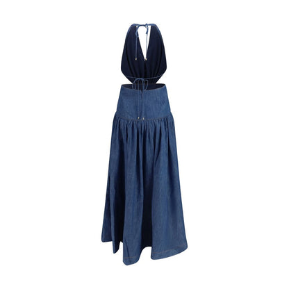 Blue Cotton Casual Dress