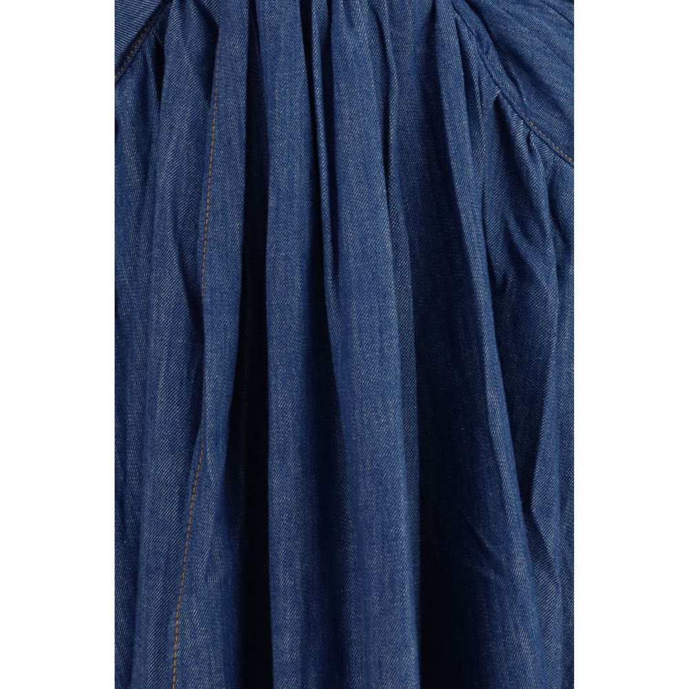 Blue Cotton Casual Dress