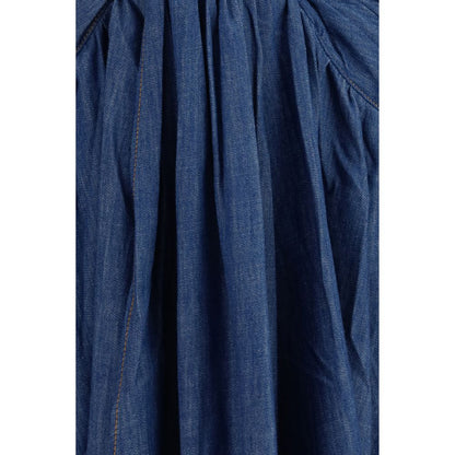 Blue Cotton Casual Dress