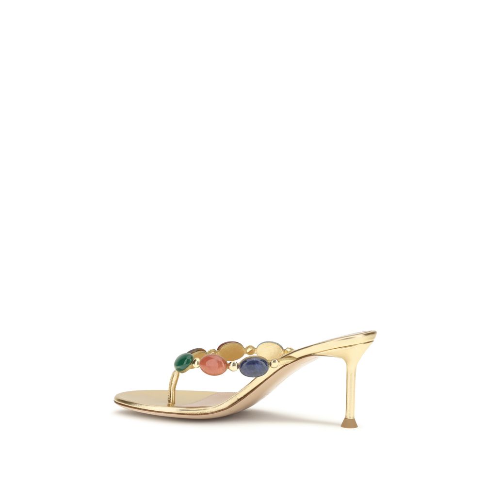 Gold Suede Leather Stiletto Heel Sandals