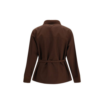 Brown Polyester Full-Length Jacket